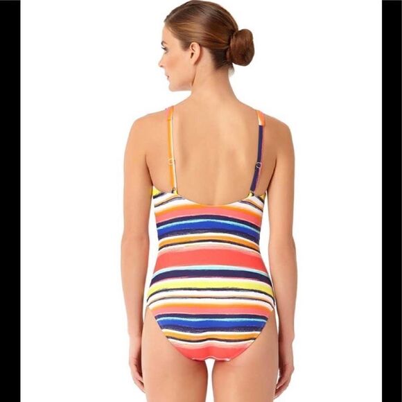 Anne Cole slimming multicolored stripe swimsuit. New - Picture 9 of 12